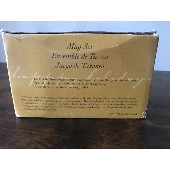 JC Penney Exclusive Set of 4 Holiday Mugs Ceramic/Porcelain1999 Betty Whiteaker - Picture 5 of 10